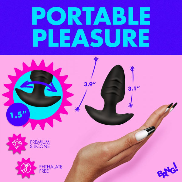 Bang! Rotating and Vibrating Silicone Butt Plug - Black - Extreme Toyz Singapore - https://extremetoyz.com.sg - Sex Toys and Lingerie Online Store - Bondage Gear / Vibrators / Electrosex Toys / Wireless Remote Control Vibes / Sexy Lingerie and Role Play / BDSM / Dungeon Furnitures / Dildos and Strap Ons &nbsp;/ Anal and Prostate Massagers / Anal Douche and Cleaning Aide / Delay Sprays and Gels / Lubricants and more...