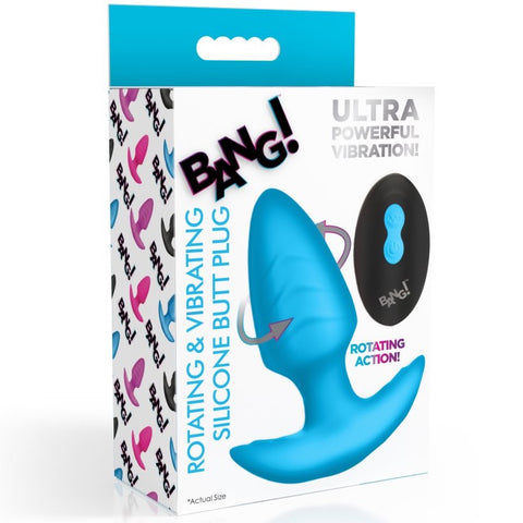 Bang! Rotating and Vibrating Silicone Butt Plug - Blue - Extreme Toyz Singapore - https://extremetoyz.com.sg - Sex Toys and Lingerie Online Store - Bondage Gear / Vibrators / Electrosex Toys / Wireless Remote Control Vibes / Sexy Lingerie and Role Play / BDSM / Dungeon Furnitures / Dildos and Strap Ons &nbsp;/ Anal and Prostate Massagers / Anal Douche and Cleaning Aide / Delay Sprays and Gels / Lubricants and more...