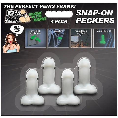 Glow in the Dark Snap-on Peckers - 4 Pack