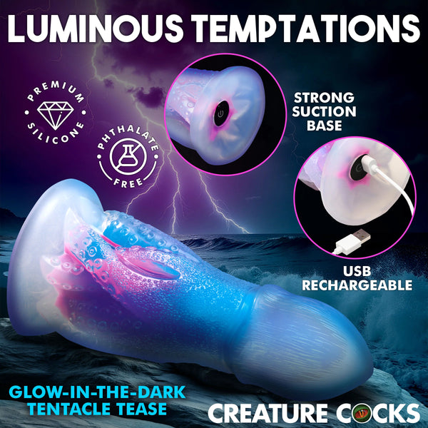 Cocktopus Deluxe Glow-in-the-Dark Vibrating Silicone Dildo with Remote