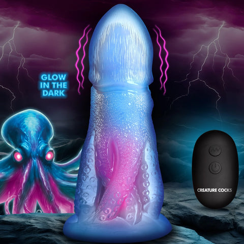 Cocktopus Deluxe Glow-in-the-Dark Vibrating Silicone Dildo with Remote