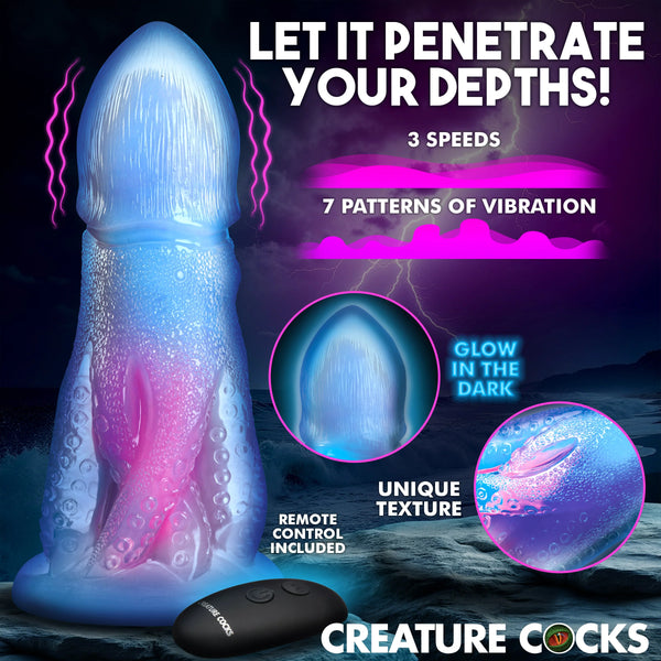 Cocktopus Deluxe Glow-in-the-Dark Vibrating Silicone Dildo with Remote