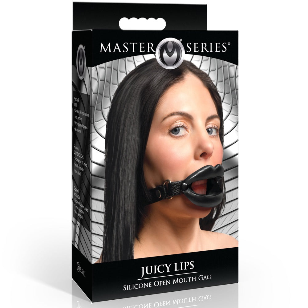 Juicy Lips Silicone Open Mouth Gag - Black