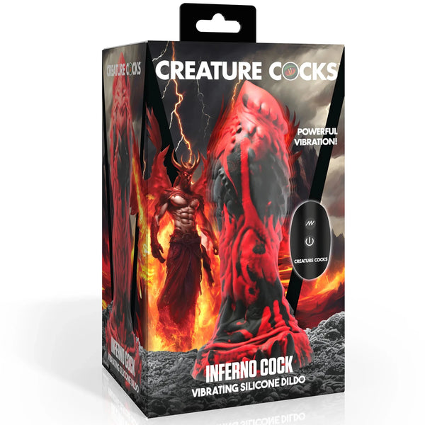 Inferno Cock Vibrating Silicone Dildo with Remote