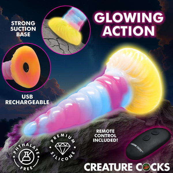 Unicorn Glow-in-the-Dark Vibrating Silicone Dildo with Remote