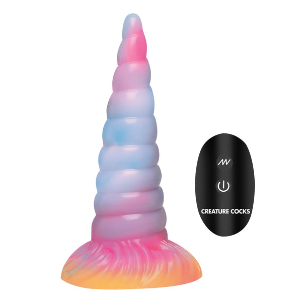 Unicorn Glow-in-the-Dark Vibrating Silicone Dildo with Remote