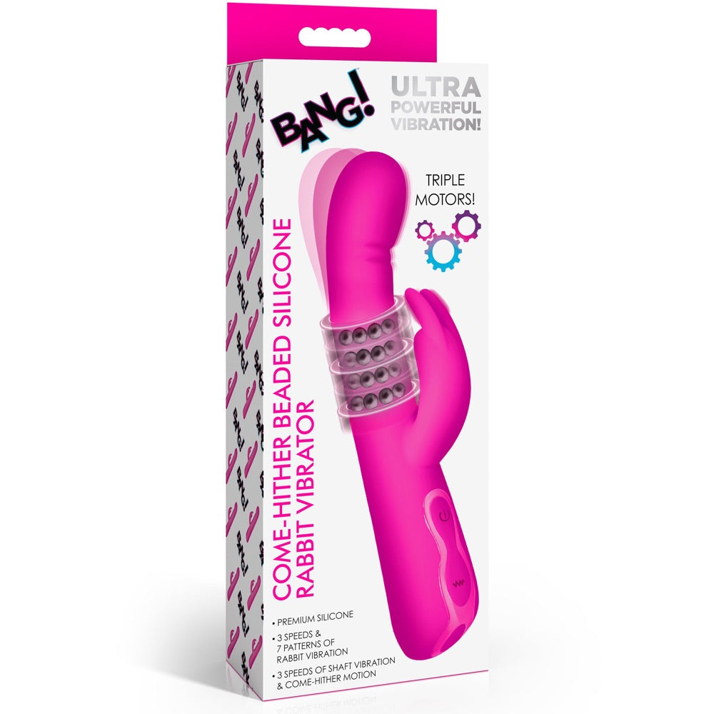Come-Hither Beaded Silicone Rabbit Vibrator