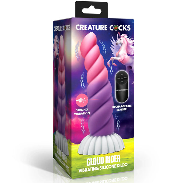 Cloud Rider Unicorn Vibrating Silicone Dildo with Remote