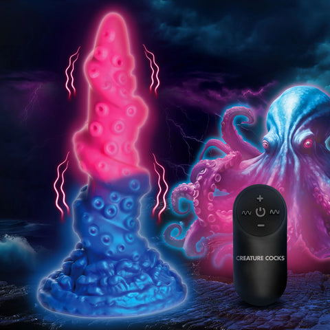 Deluxe Lord Kraken Vibrating Glow-in-the-Dark Silicone Dildo with Remote