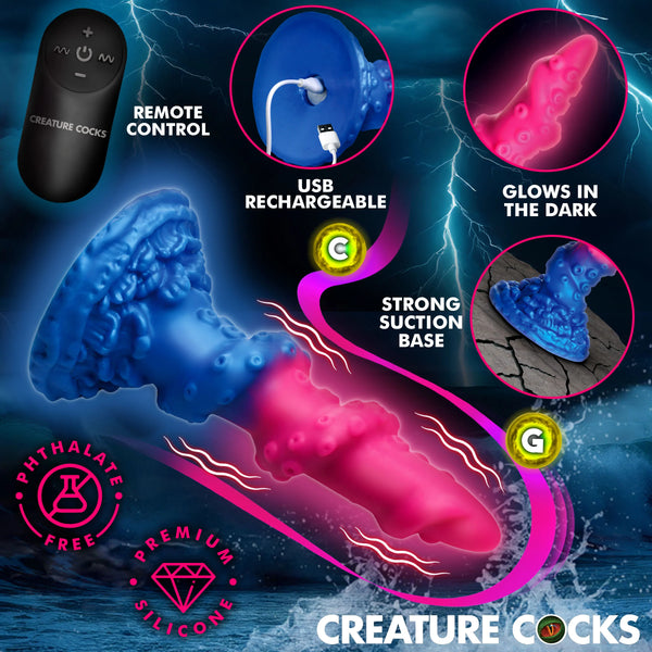 Deluxe Lord Kraken Vibrating Glow-in-the-Dark Silicone Dildo with Remote