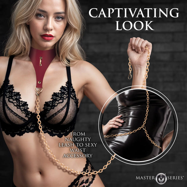 Captivate Collar with Body Chain - Red