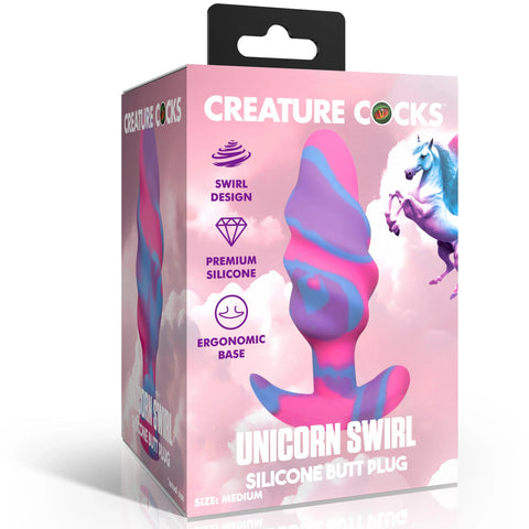 Unicorn Swirl Silicone Butt Plug - Large