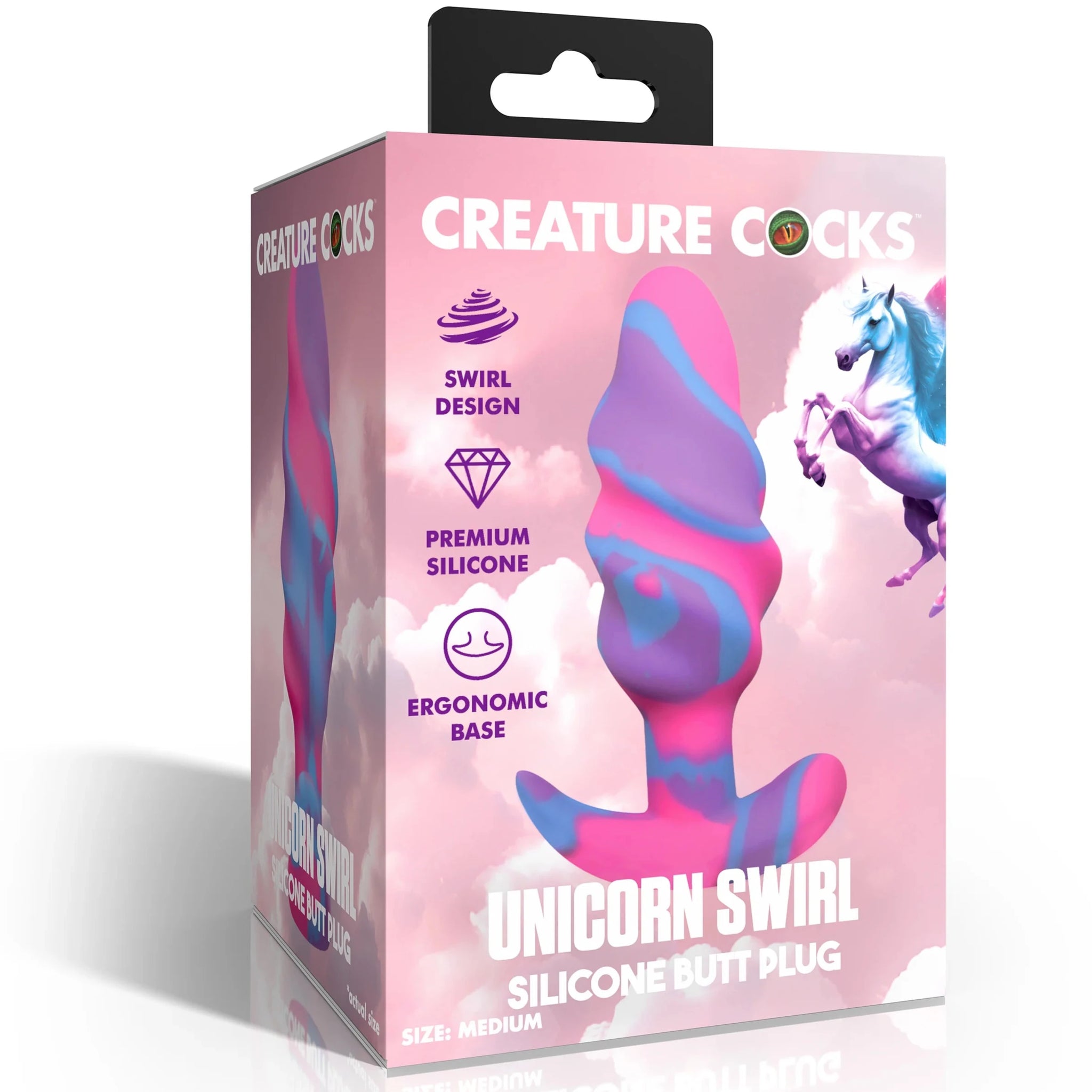 Unicorn Swirl Silicone Butt Plug - Medium