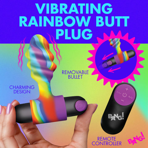 Remote Controlled Rechargeable Vibrating Rainbow Butt Plug