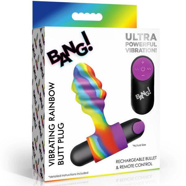 Remote Controlled Rechargeable Vibrating Rainbow Butt Plug
