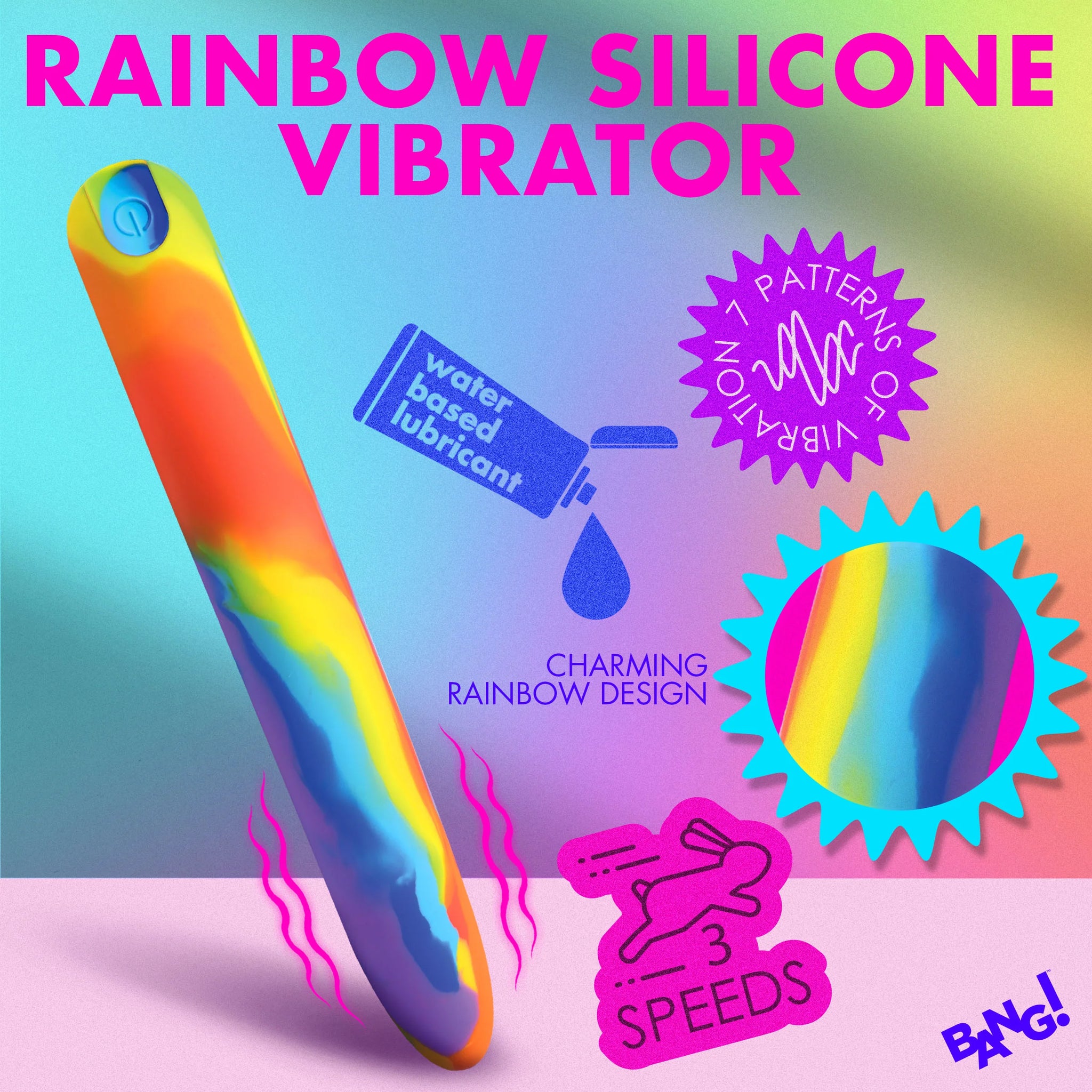 Rainbow Silicone Rechargeable Vibrator