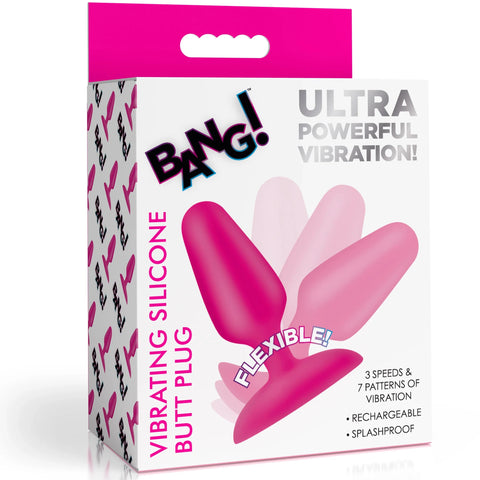 Flexible Vibrating Silicone Butt Plug - Pink