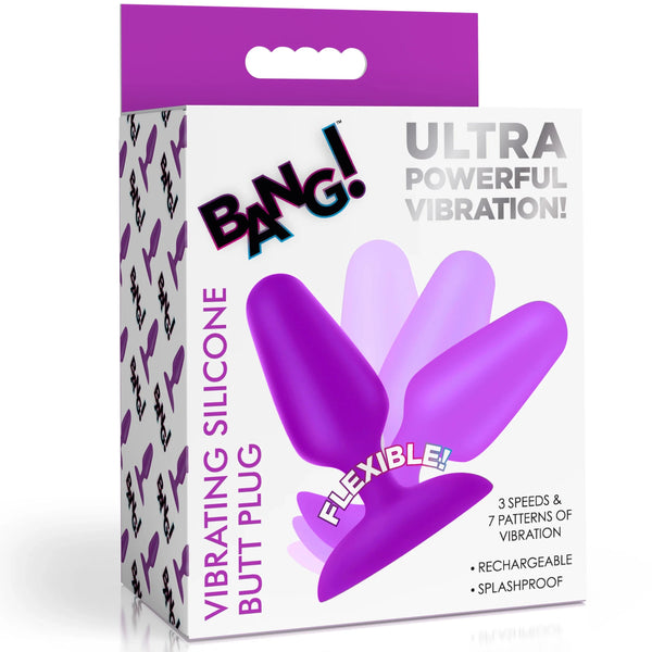 Flexible Vibrating Silicone Butt Plug - Purple