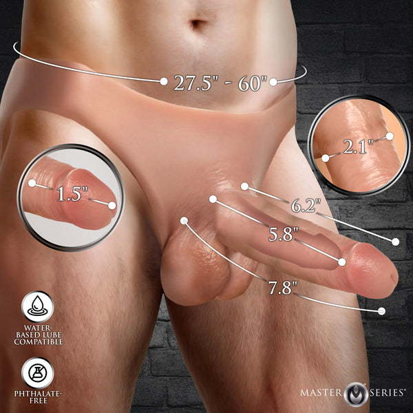 8" Stealth Hollow Dildo Silicone Harness