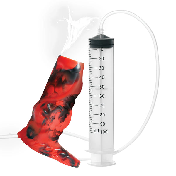 Hell Hound Squirting Silicone Penis Enhancer - Red