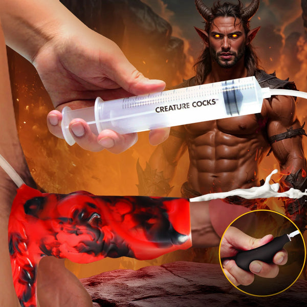 Hell Hound Squirting Silicone Penis Enhancer - Red