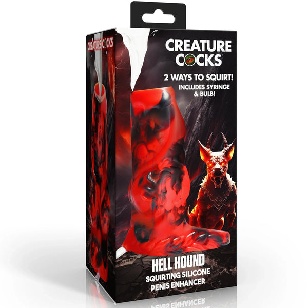 Hell Hound Squirting Silicone Penis Enhancer - Red