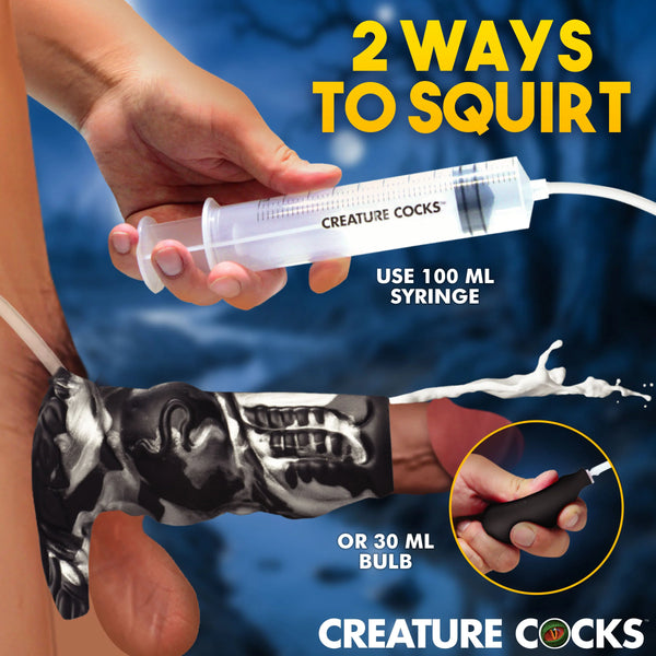 Night Prowler Squirting Silicone Penis Enhancer - Silver