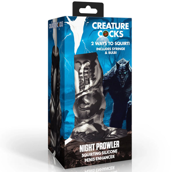 Night Prowler Squirting Silicone Penis Enhancer - Silver