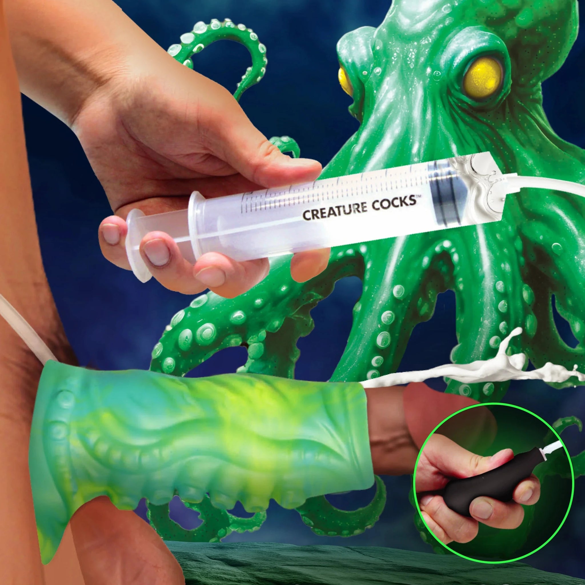 Tentacle Squirting Silicone Penis Enhancer - Green