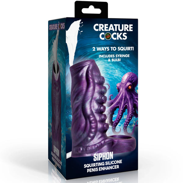 Tentacle Squirting Silicone Penis Enhancer - Purple