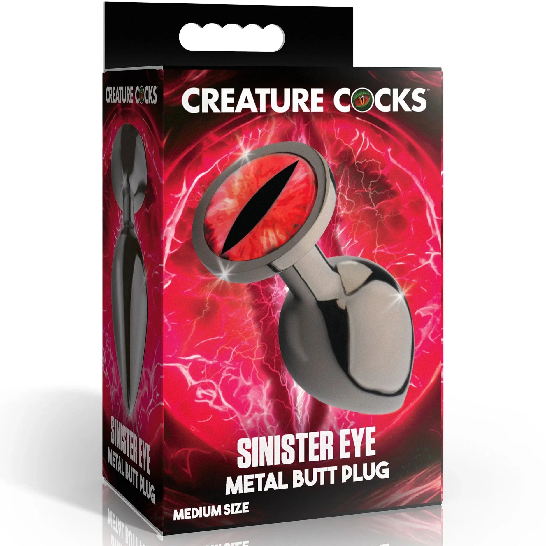 Sinister Eye Red Eye Metal Butt Plug - Medium