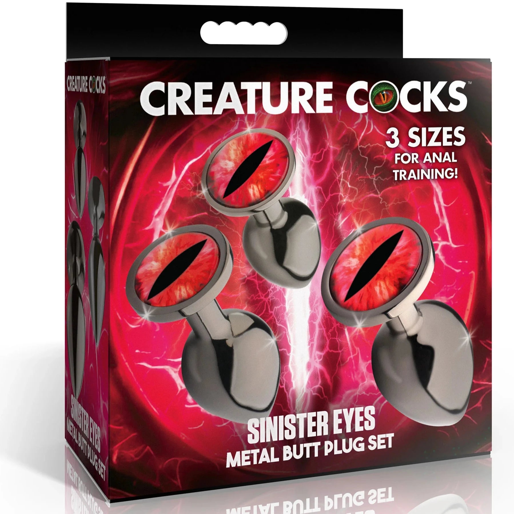 Sinister Eyes Red Eye Metal Butt Plug Set