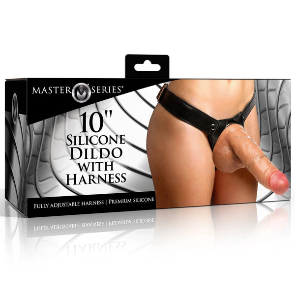 10" Silicone Dildo with Harness