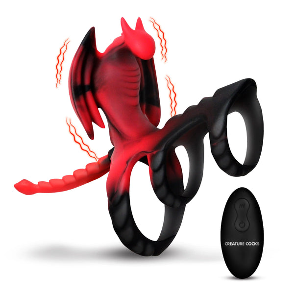 Dragon Flight  Rechargeable Vibrating Silicone Remote Control Cock Ring