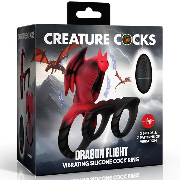 Dragon Flight  Rechargeable Vibrating Silicone Remote Control Cock Ring