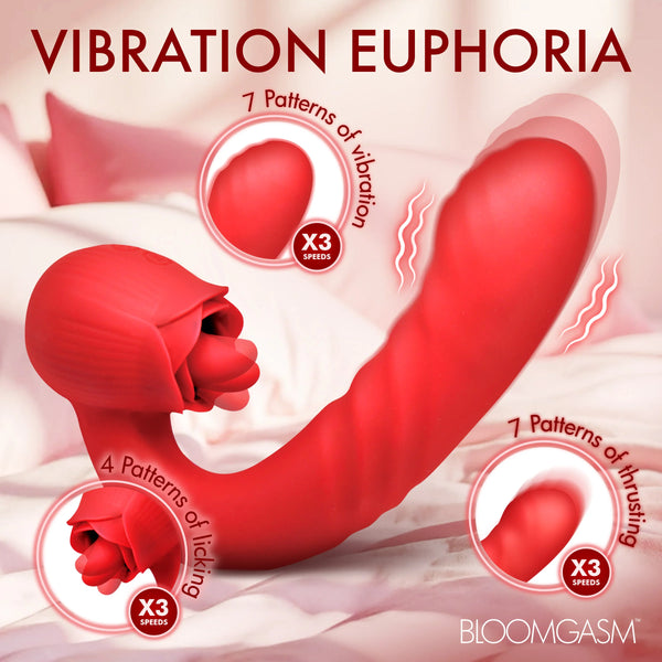 Boom Bloom Thrusting & Licking Rechargeable Rose Vibrator