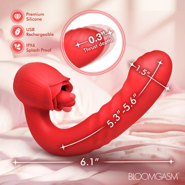 Boom Bloom Thrusting & Licking Rechargeable Rose Vibrator