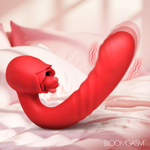 Boom Bloom Thrusting & Licking Rechargeable Rose Vibrator