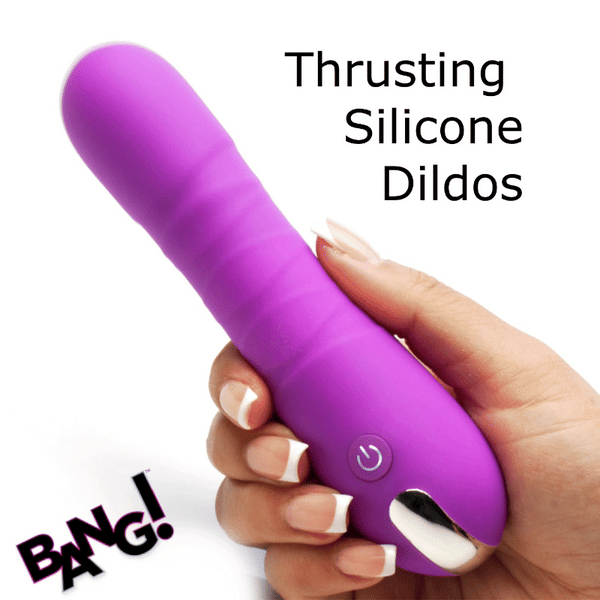 Thrusting Rechargeable Silicone Dildo - Purple
