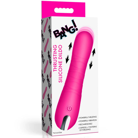 Thrusting Rechargeable Silicone Dildo - Pink