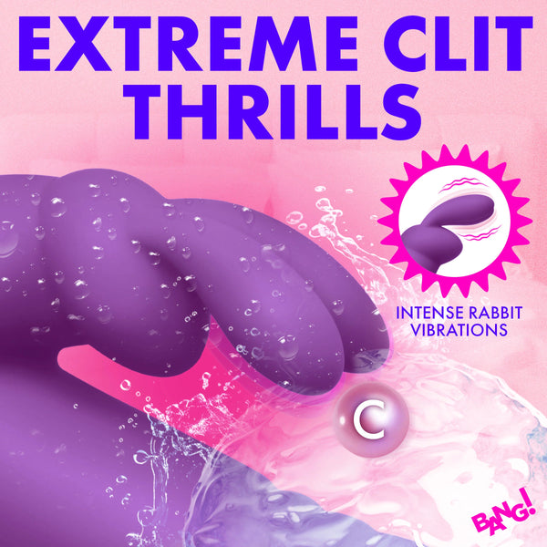 Thrusting Silicone Rechargeable Rabbit Vibrator - Purple