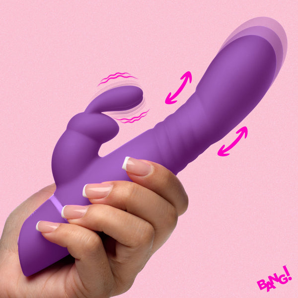 Thrusting Silicone Rechargeable Rabbit Vibrator - Purple
