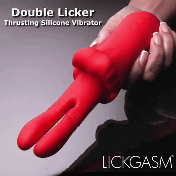 Double Licker Rechargeable Thrusting Silicone Vibrator