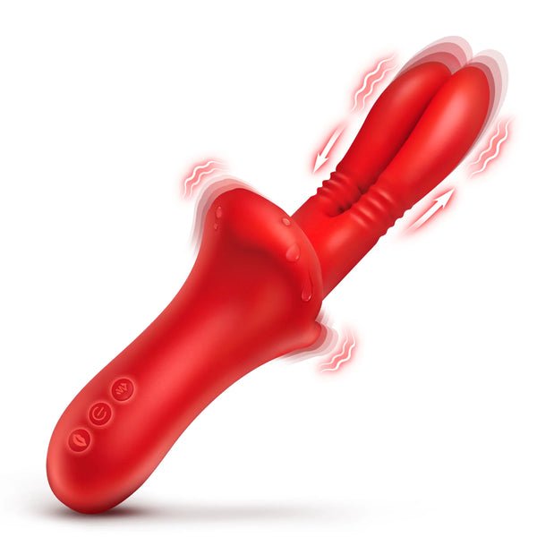 Double Licker Rechargeable Thrusting Silicone Vibrator