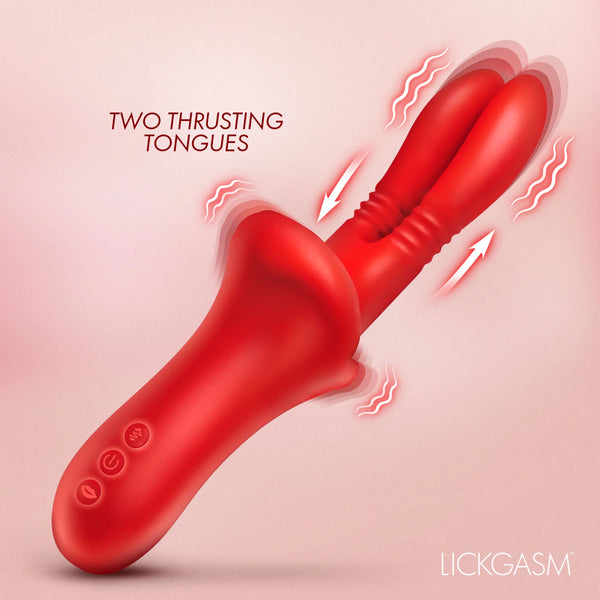 Double Licker Rechargeable Thrusting Silicone Vibrator