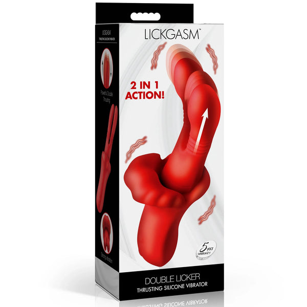 Double Licker Rechargeable Thrusting Silicone Vibrator