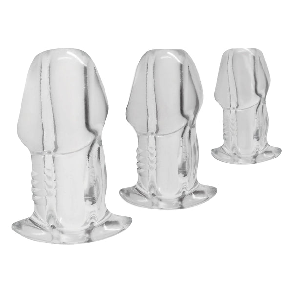 Dicked Clear Hollow Anal Plug 3pc Set