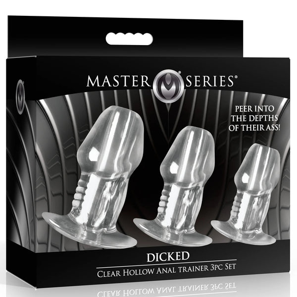 Dicked Clear Hollow Anal Plug 3pc Set