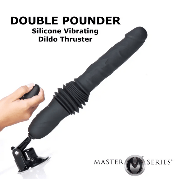 Double Pounder Silicone Rechargeable Vibrating Dildo Thruster with Remote