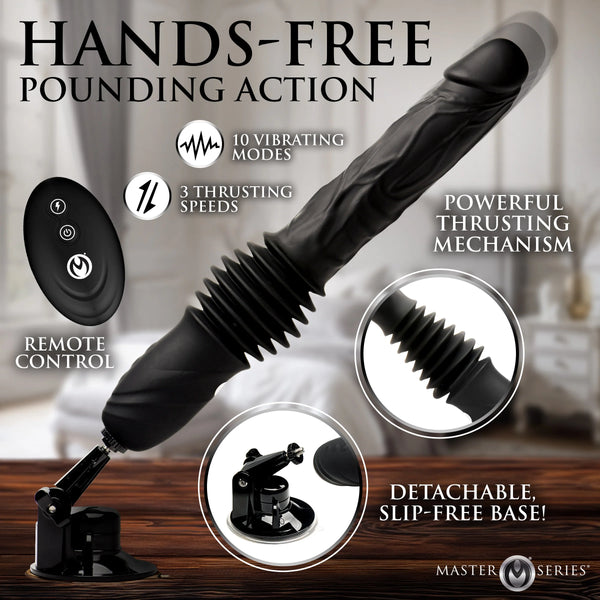Double Pounder Silicone Rechargeable Vibrating Dildo Thruster with Remote
